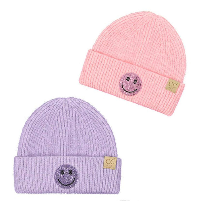 Smiley Face Rhinestone Beanie