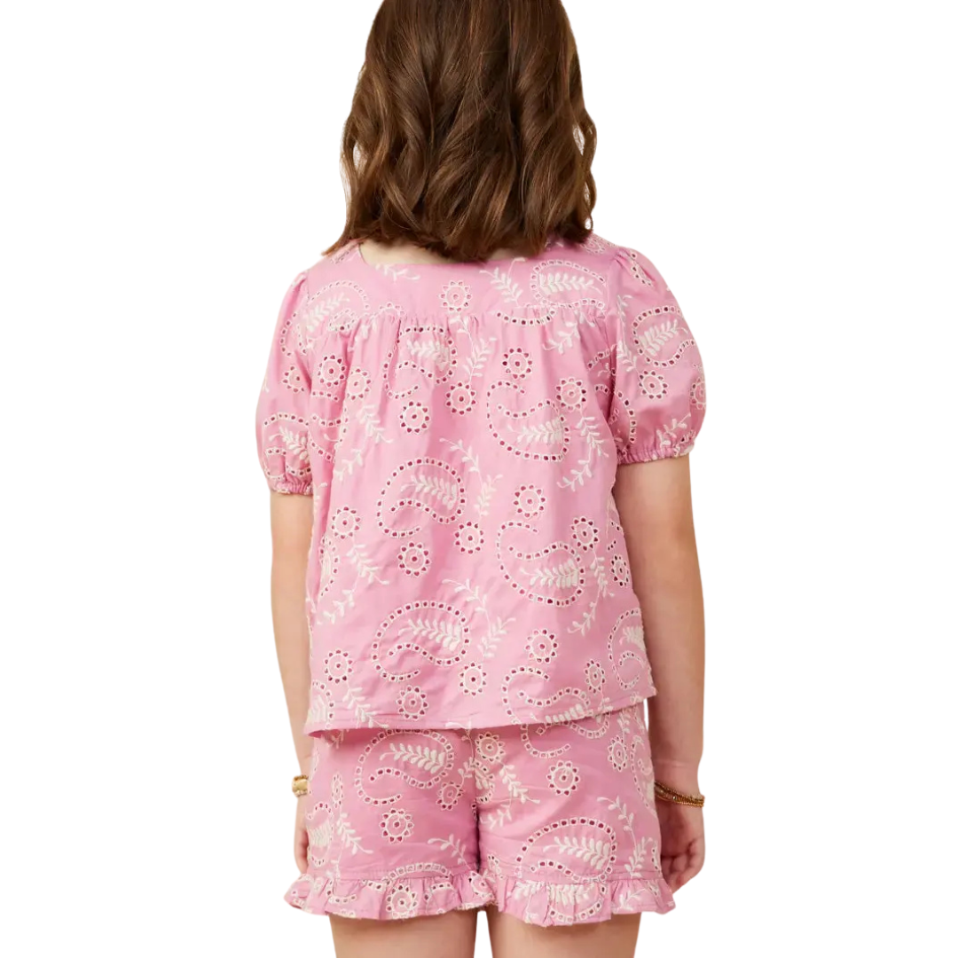 Botanical Embroidered Square Neck Top