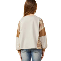 Stripe & Color Block Sleeve Knit Top