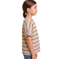 Stitch Striped V-Neck T Shirt