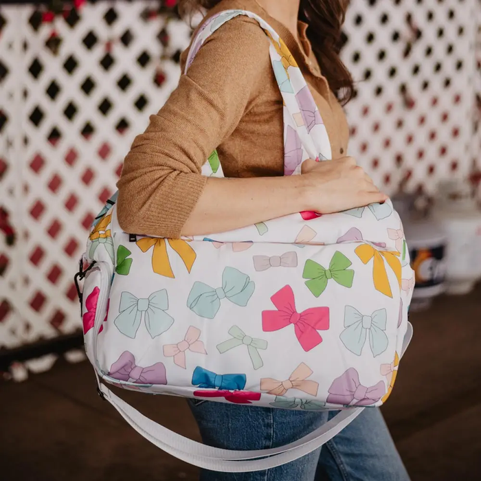 Multicolored Coquette Bows Weekend Duffel White