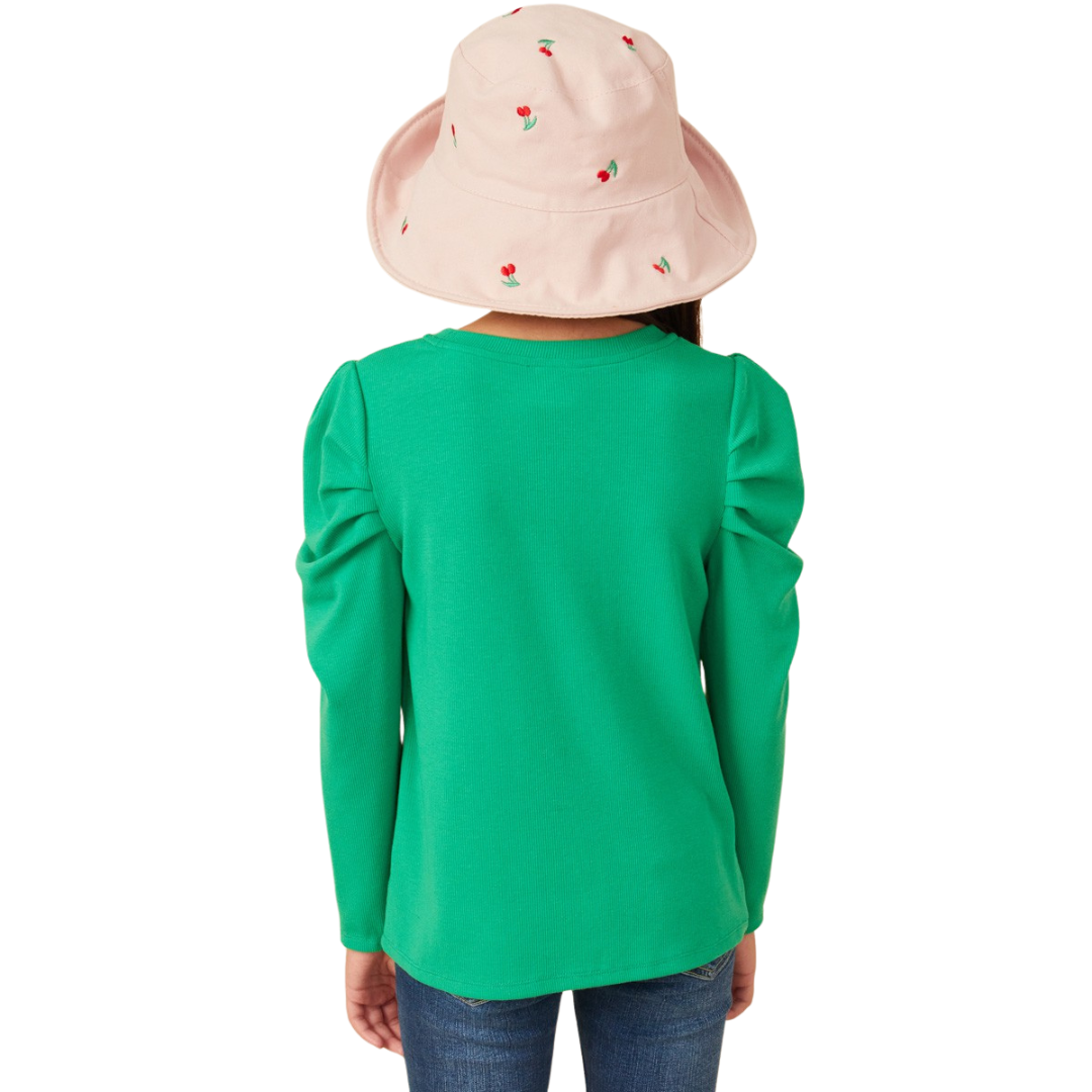 Pleated Puff Shoulder Top