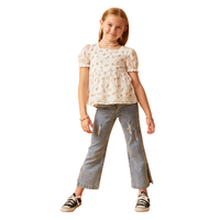 Ditsy Floral Swiss Dot Lace Trim Top