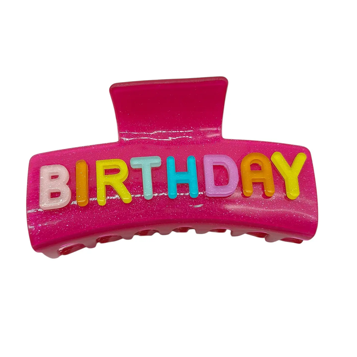 Happy Birthday Pink Rainbow Hair Claw