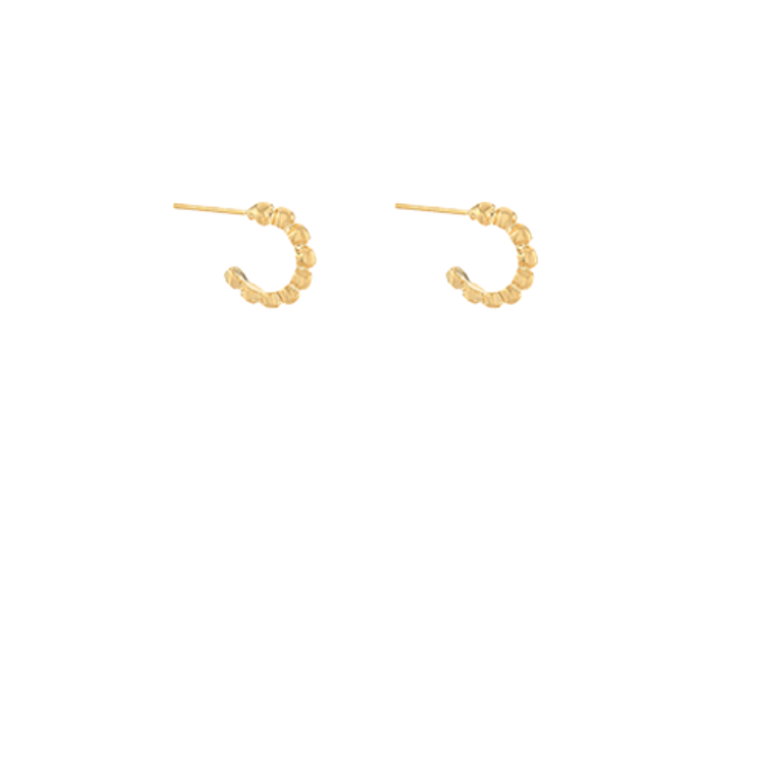 Linked Ball Stud Hoops - Gold