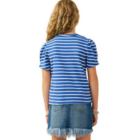 Puff Sleeve Stripe Knit Tee