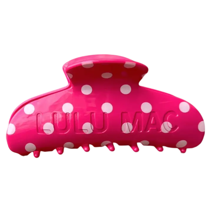 Lulu Mac Hair Clip - Hot Pink/White