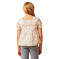 Ditsy Floral Swiss Dot Lace Trim Top