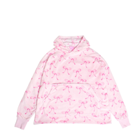 Fleece Oversized Blanket Hoodie | Pink Bow Print