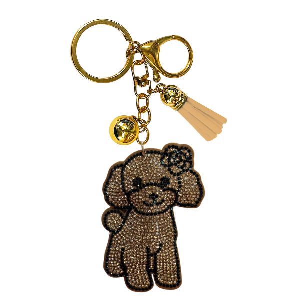 Rhinestone Keychain | Dog Crystal Outlined Black