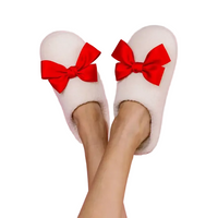 Red Coquette Bows Women’s Plush House Slippers