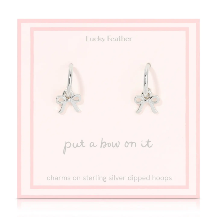 Beautiful Bows Bow Charm Hoops - Silver