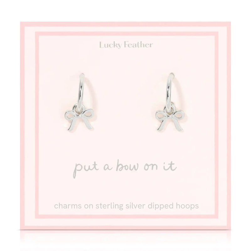 Beautiful Bows Bow Charm Hoops - Silver