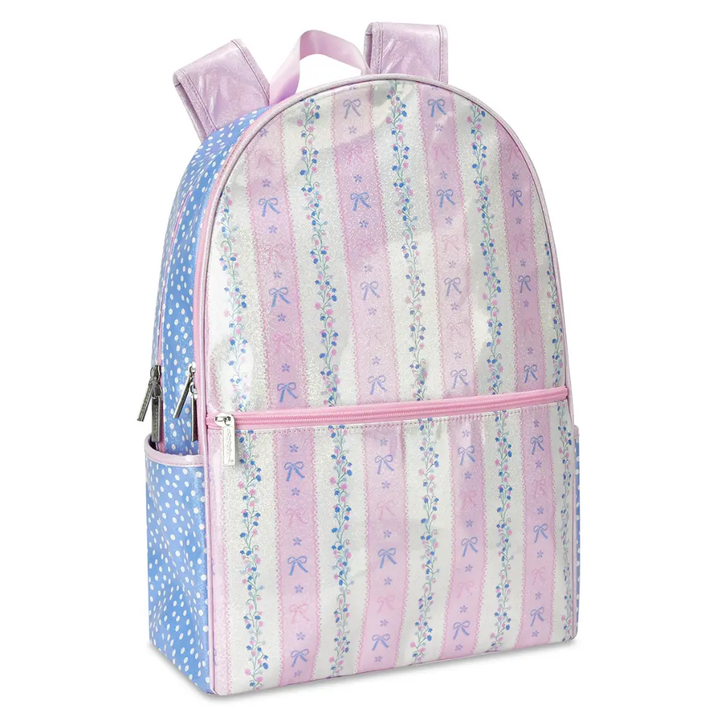 Pink Floral Stripe Backpack