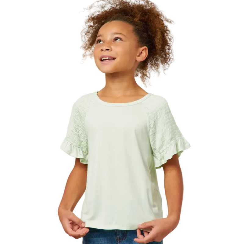 Smocked Shoulder Ruffle Sleeve Top