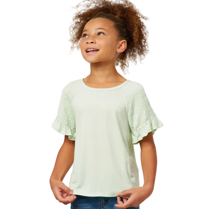 Smocked Shoulder Ruffle Sleeve Top