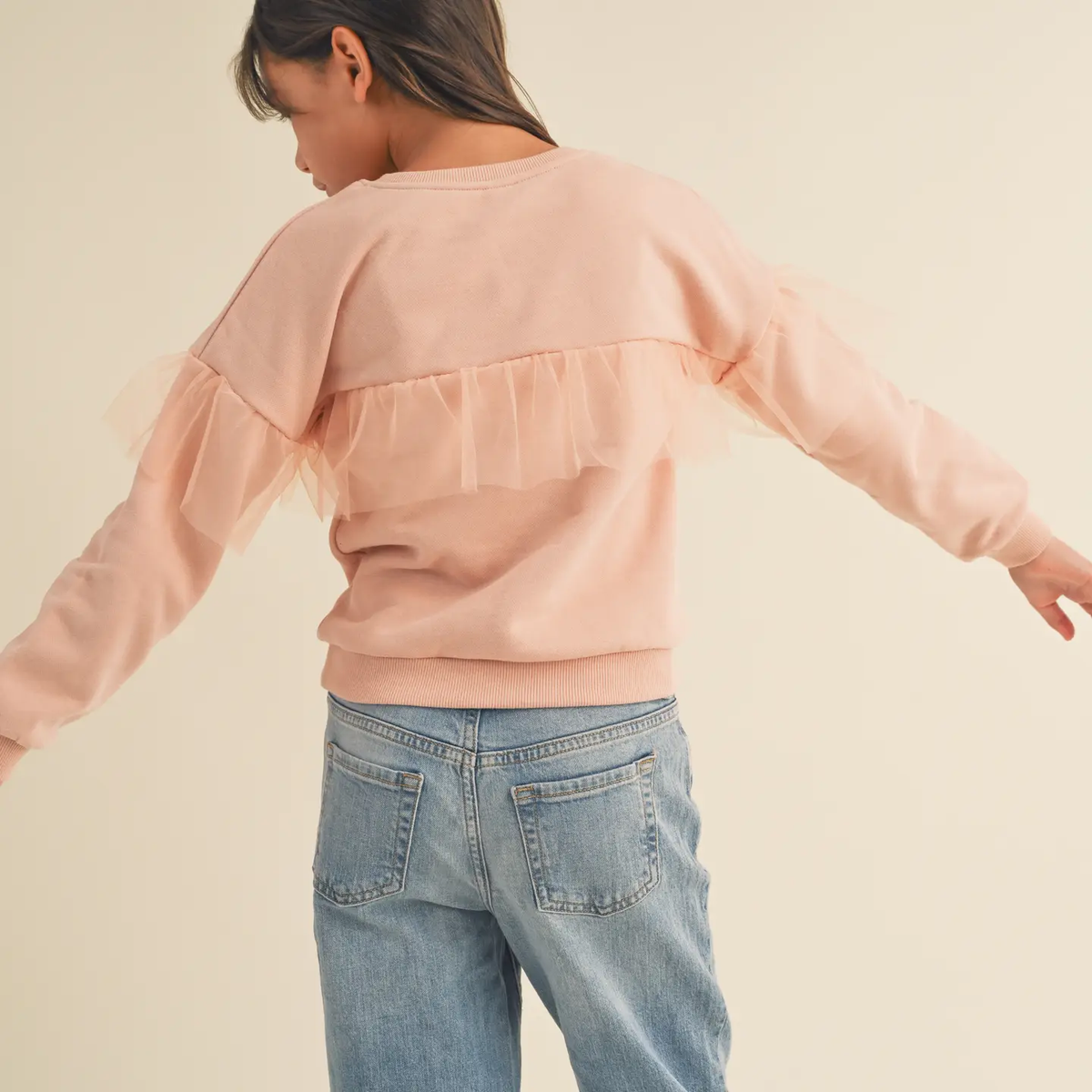 Mesh Ruffle Sweatshirt