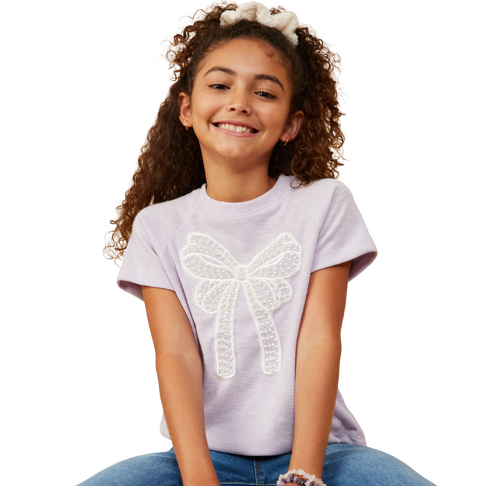 Pearl Ribbon Patch Knit Tee