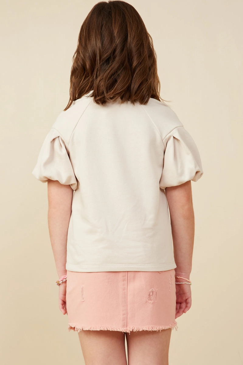 Puff Sleeve French Terry Top