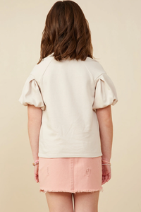 Puff Sleeve French Terry Top