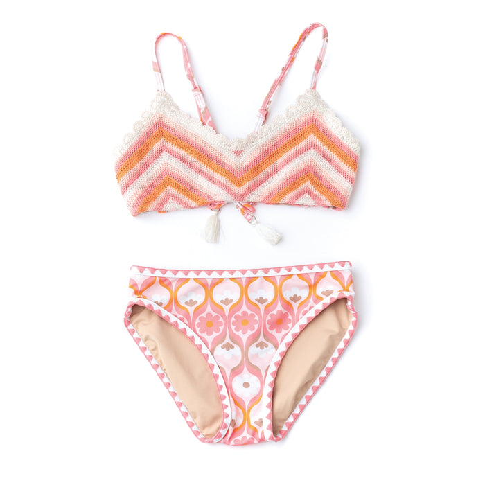 Crochet Tie Back Bikini - Summer Sorbet