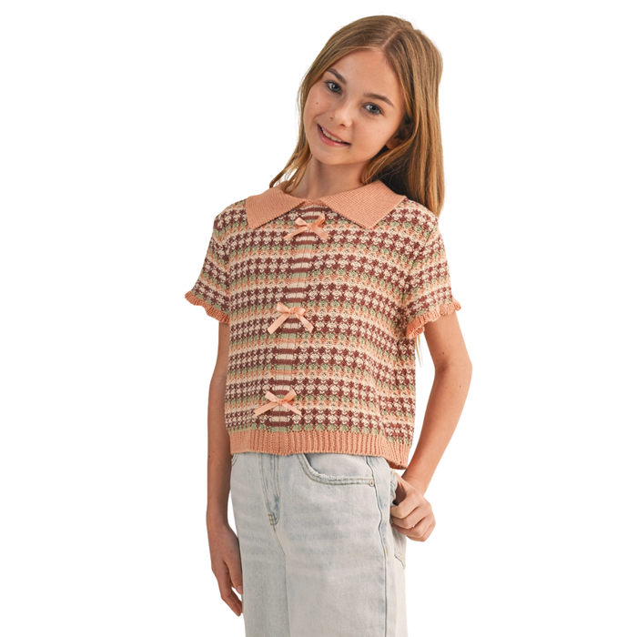 Collared Crop Knit Top