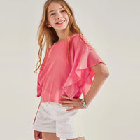 Ruffle Sleeves Loose-Fit Knit Top