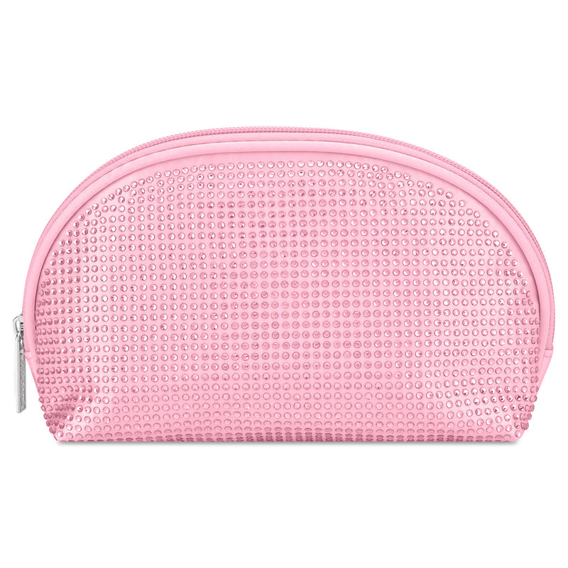 Pink Rhinestone Oval Cosmetic Bag