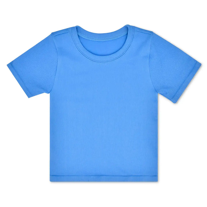 Bright Blue Ribbed SS Shirt