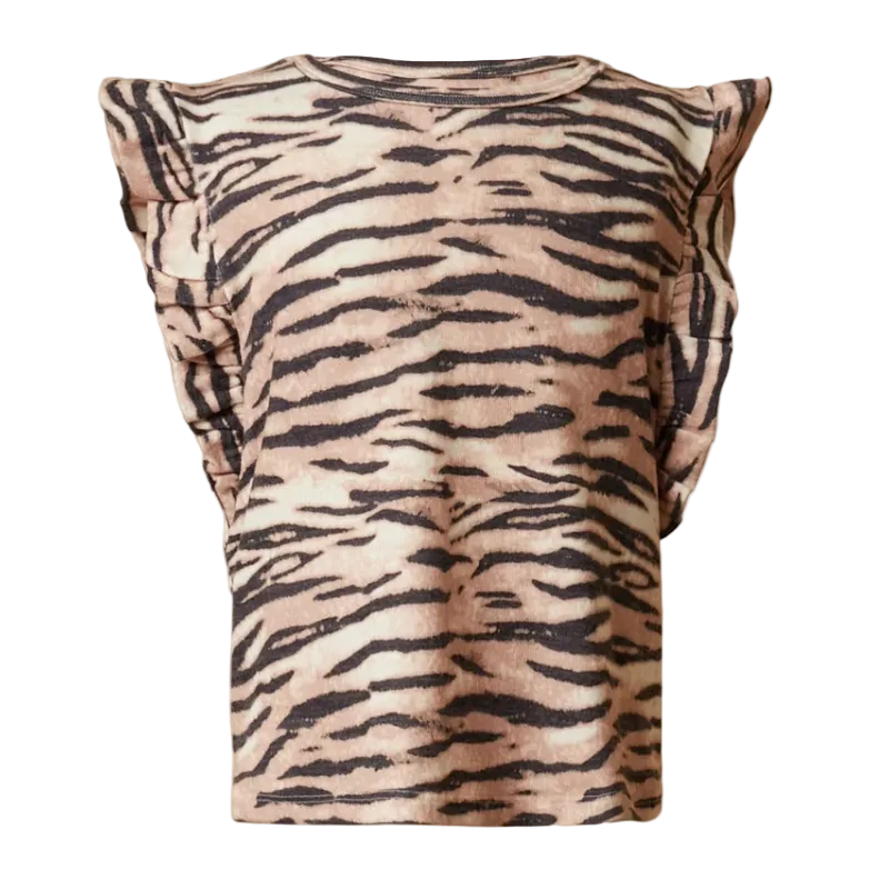 Smithsonian Tiger Print Ruffled Knit Tank