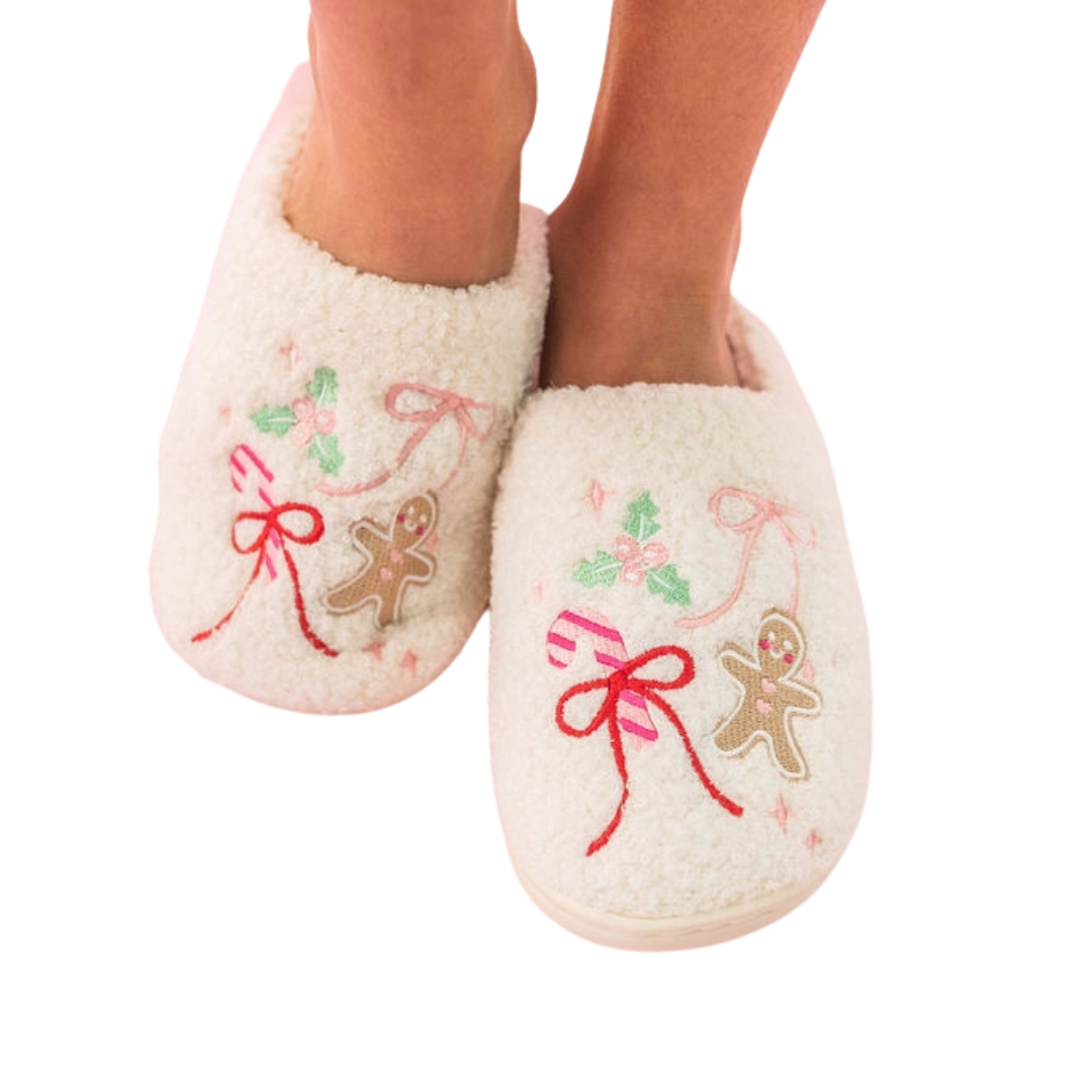 Kids Gingerbread Bows & Sweets Slippers