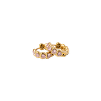Heart Gem Hoop Earrings - Pink