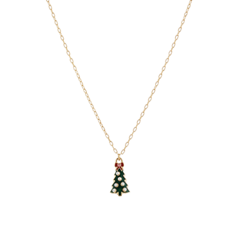 Christmas Tree Enamel Pendant Necklace
