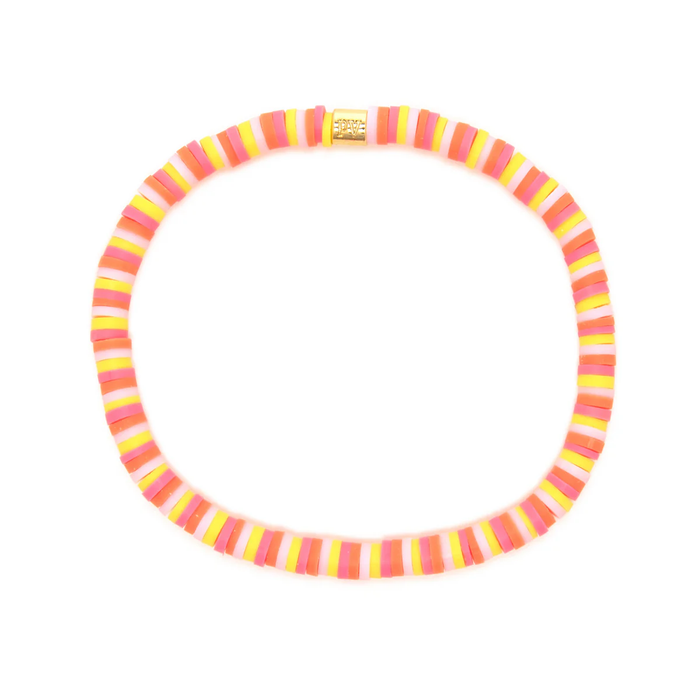 Seascape Vinyl Disc Stretch Bracelet - Strawberry Mochi