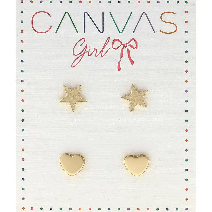 Cleo Star & Heart Children's Stud Earrings (Set of 2)