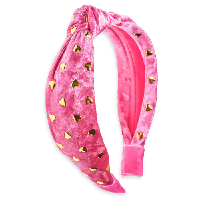 Kids Knot Headband - Gold Heart Stud