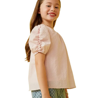 Seersucker Textured Puff Sleeve Top