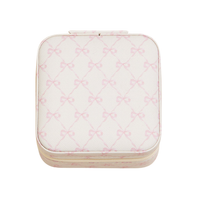 Pink Bow Pattern Square Jewelry Box
