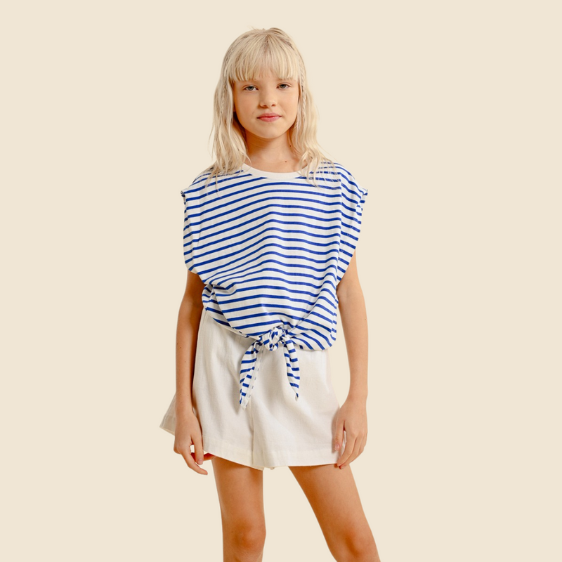 Girls Striped Knitted Tee