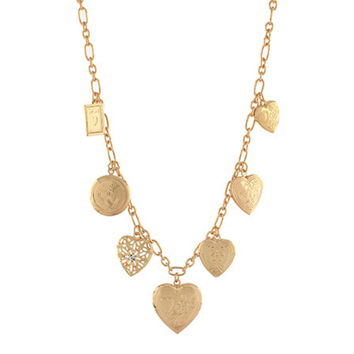 Heart Locket & Multi Charm Necklace