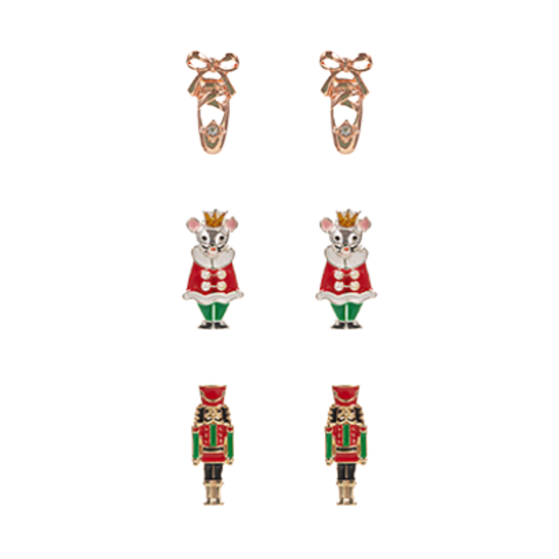 Christmas Nutcracker & Ballet Earrings Set