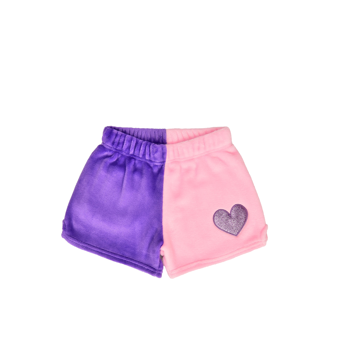 Heart Color Block Plush Shorts