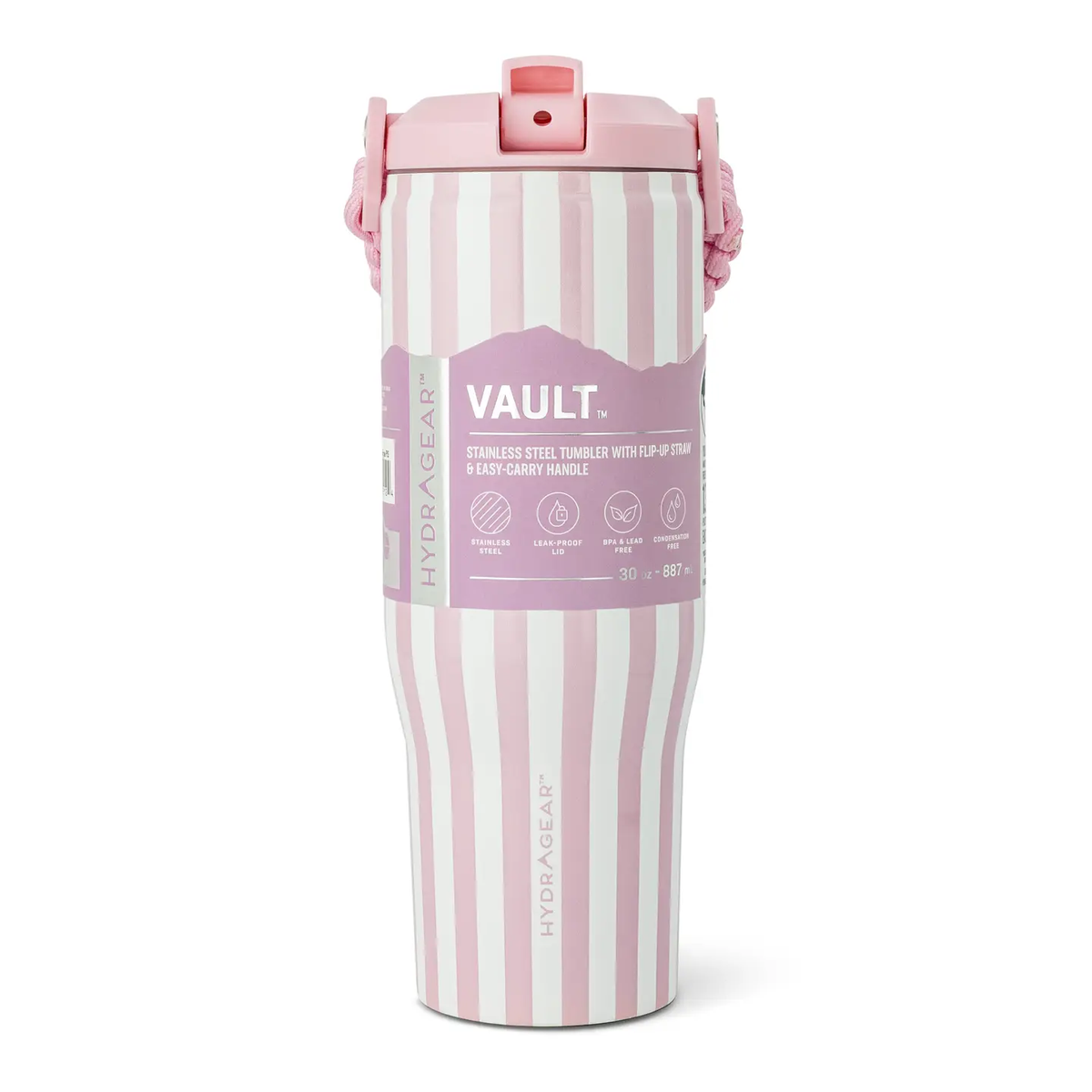 30 Oz Vault 3D Pink Stripe Water Bottle