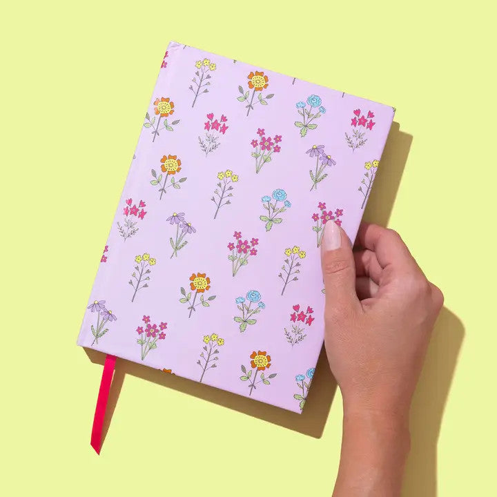 Hardcover Notebook - Pink w/ Wildflowers