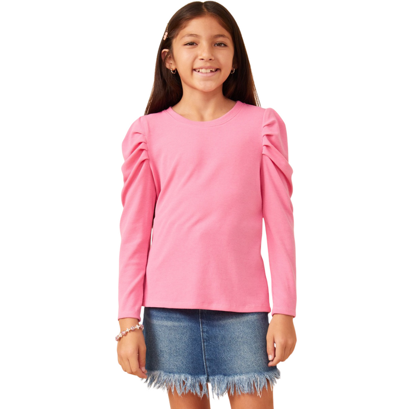 Pleated Puff Shoulder Top