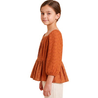 Eyelet Crochet Pleat Detail Peplum Top
