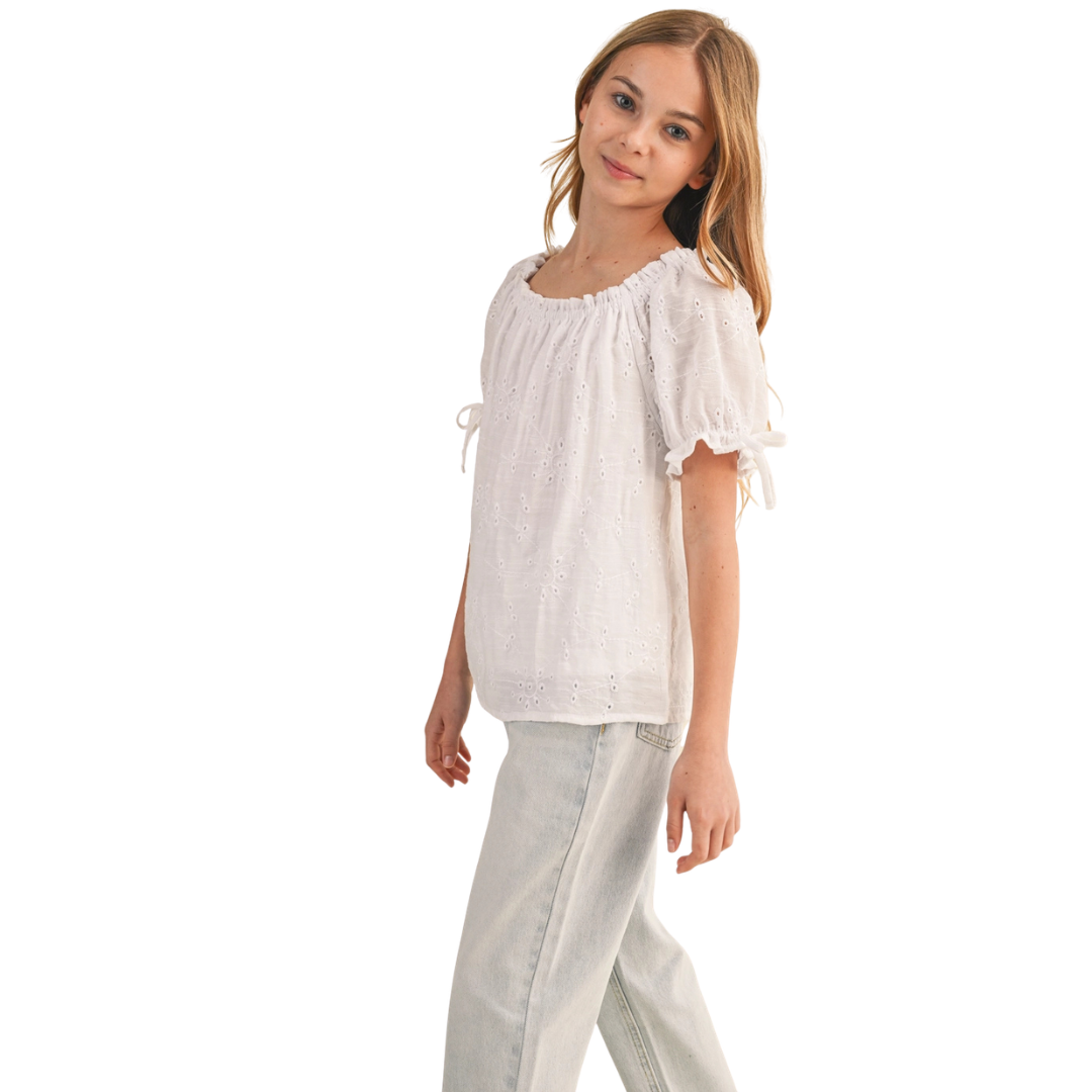 Peasant Eyelet Top