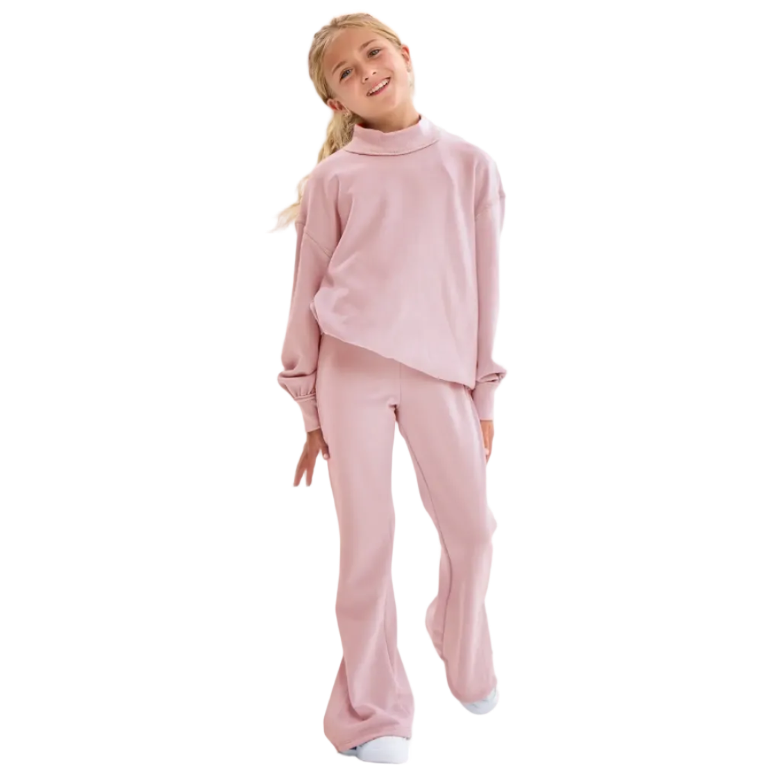 Cotton Terry Mock Neck Sweatshirt