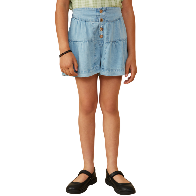 Button Detail Wide Leg Shorts
