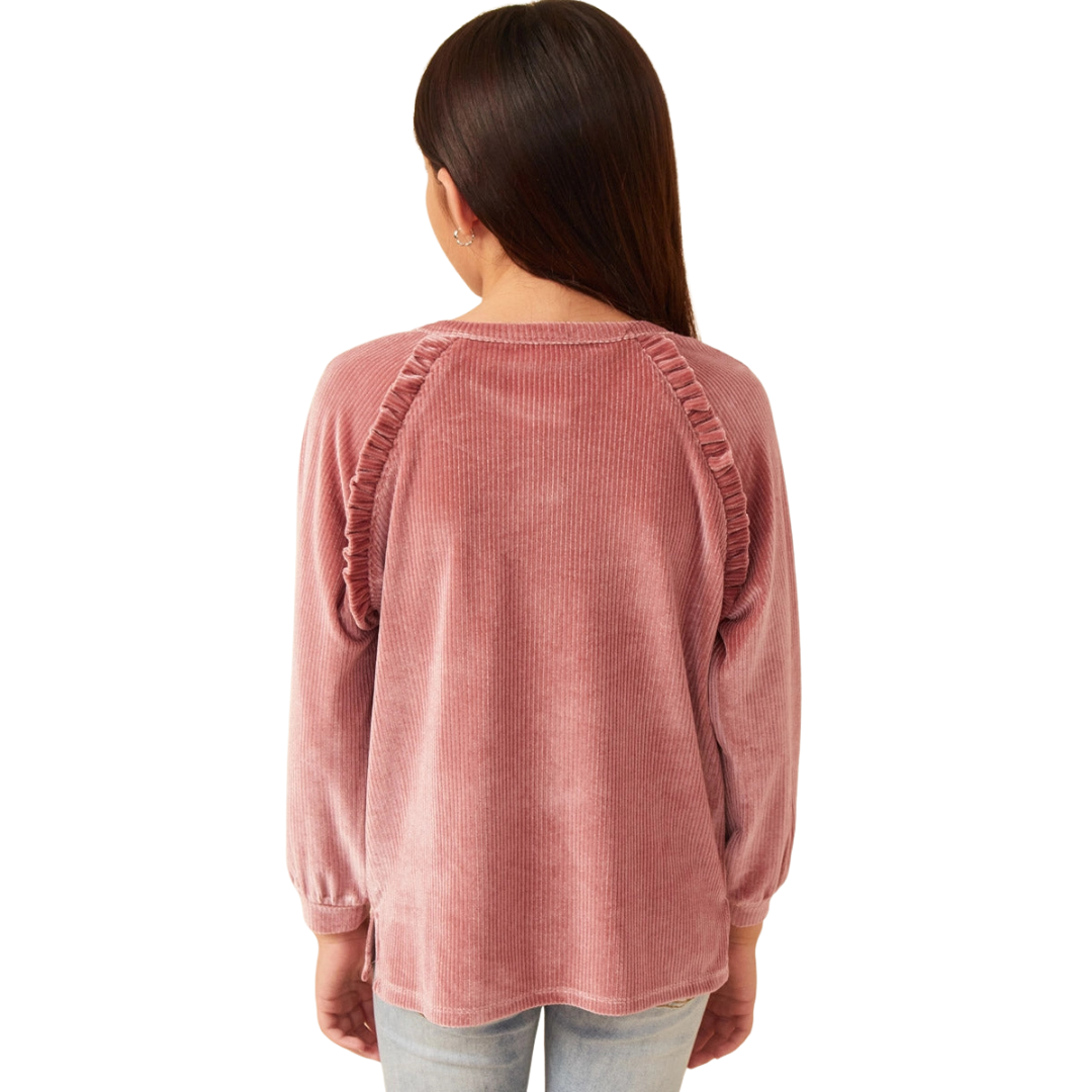 Ruffled Raglan Rib Top